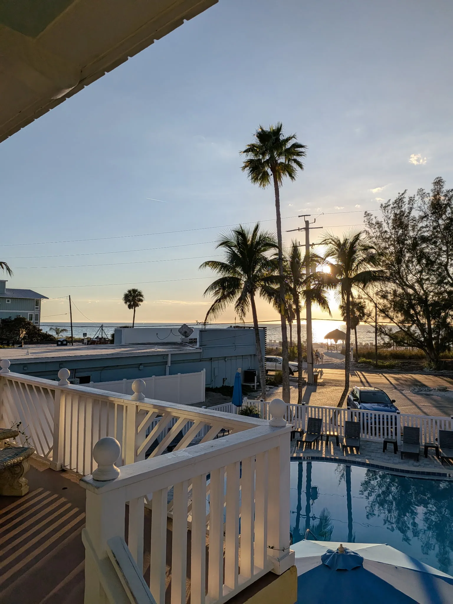 view from 2nd floor Tortuga looking out to the Gulf and side view of pool