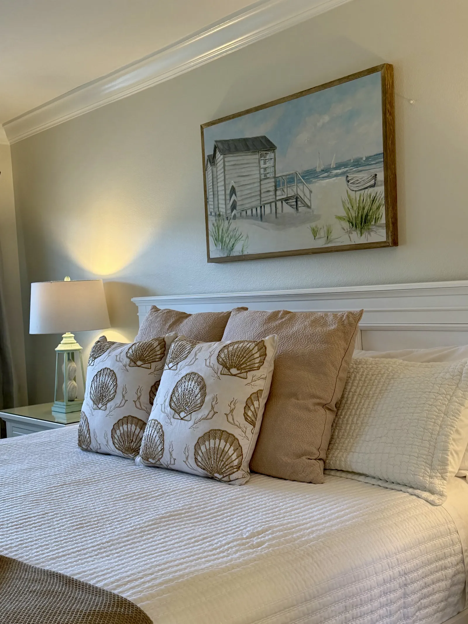 Unit 248A called "The Sands" side angle king bed with decor