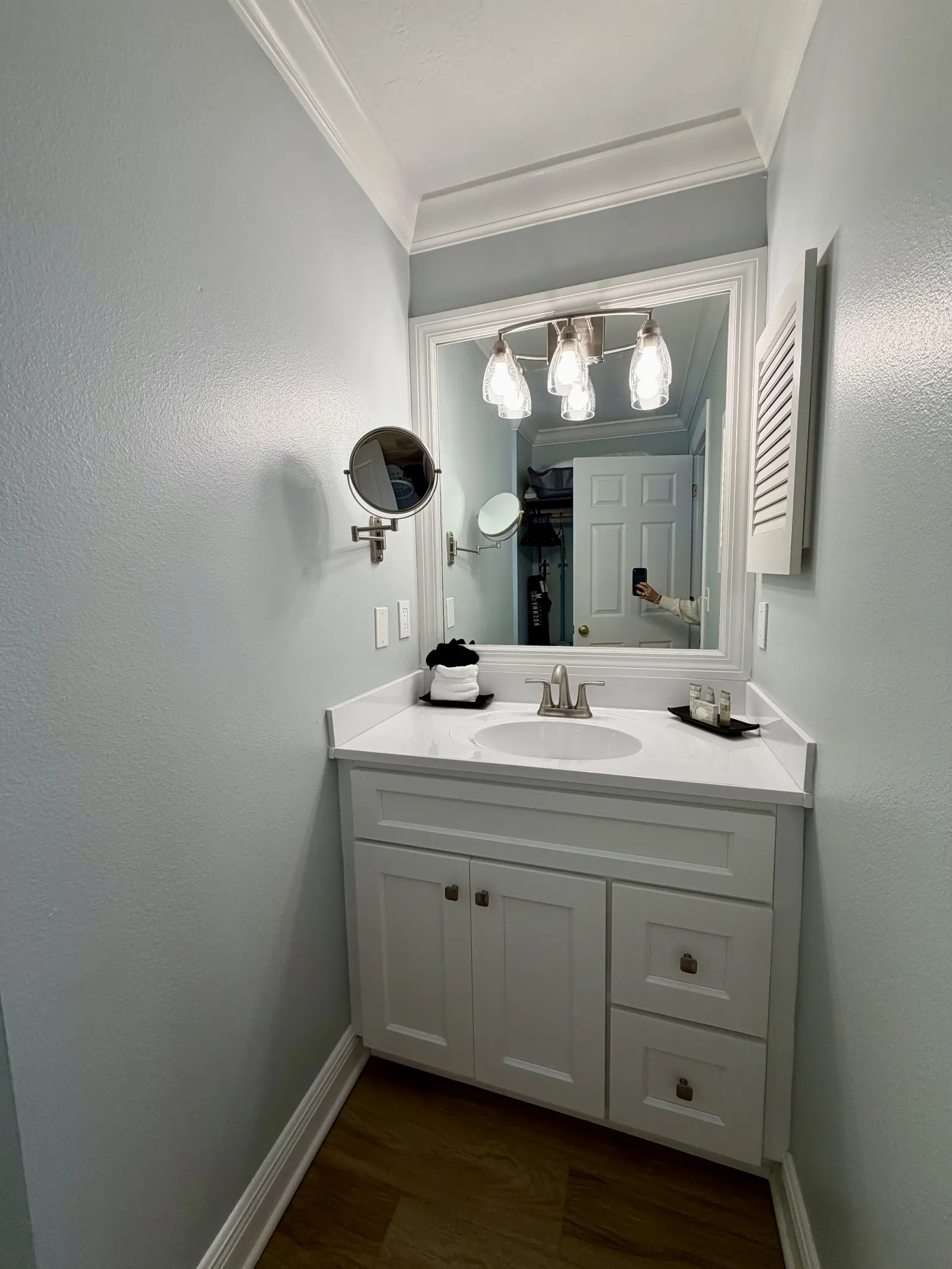 Unit 248B called "The Seaside" bathroom vanity and lighting