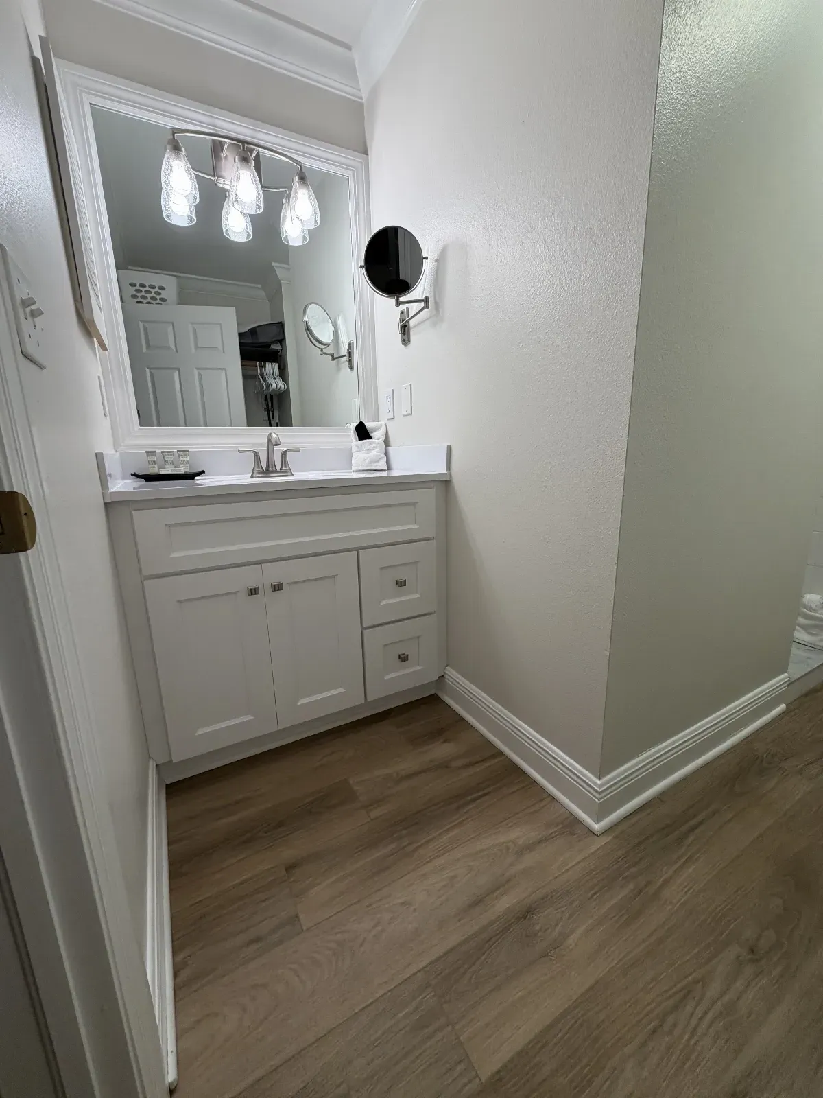 Unit 248A called "The Sands" view of bathroom vanity and lighting